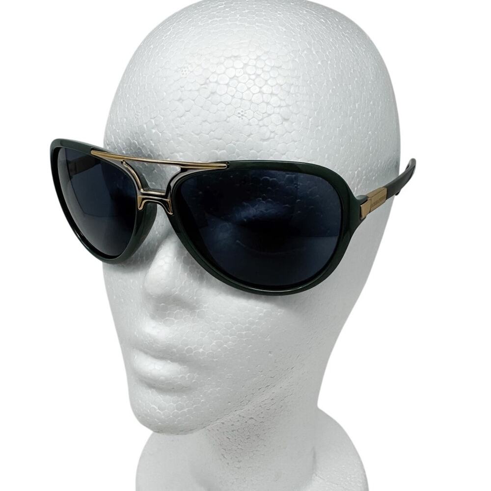 Dolce & Gabbana Sunglasses Dark Green Gold Shield Pilot Aviator Italy w/ case+